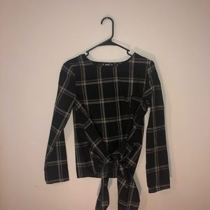 Shein Front Knot Black Shirt